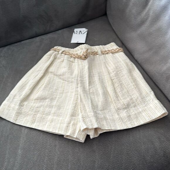 ZARA Kids | Ecru | STRIPED DRAWSTRING SHORTS - Picture 6 of 6